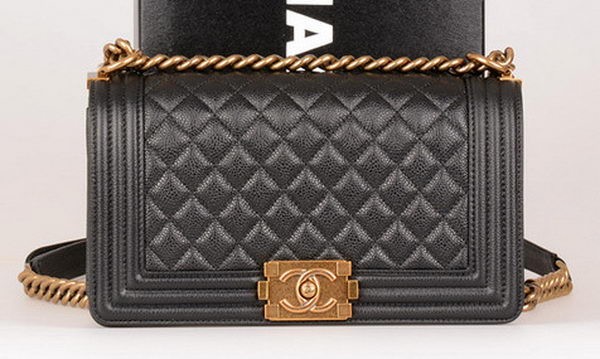 Fake Boy Chanel Flap Shoulder Bag Black Original Cannage Pattern A67086 Gold HY27042xE84