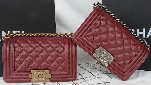 Fake Boy Chanel mini Flap Bag Original Cannage Pattern A67085 Burgundy HY8685kw88