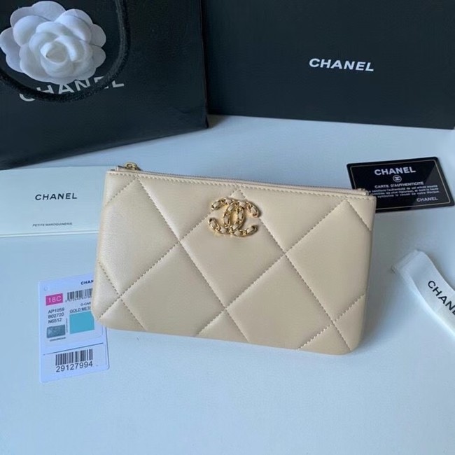 Fake CHANEL 19 Sheepskin Original Leather Carry on bag AP1059 cream HY22450tu77
