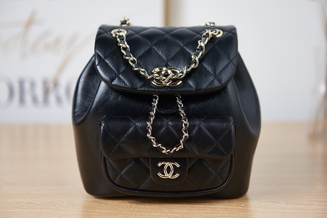Fake Chanel Backpack Sheepskin Original Leather AS2908 black HY2708bz90