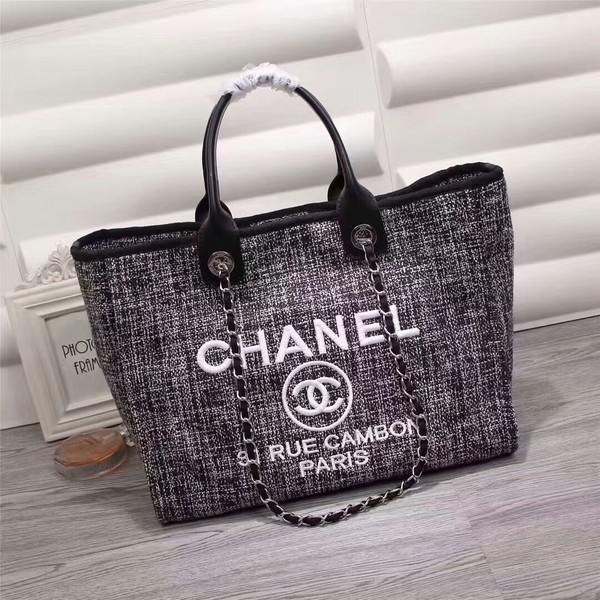 Fake Chanel Canvas Leather Tote Shopping Bag 68047E HY18152lF58