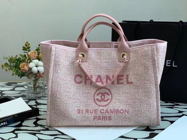 Fake Chanel Canvas Tote Shopping Bag B66941 pink HY20625tu77