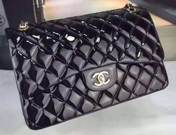 Fake Chanel Classic Flap Bag Original Patent Leather CHA7212 Black HY11712xE84