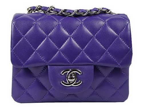Fake Chanel Classic MINI Flap Bag Violet Original Sheep Leather CF1115 Silver HY12391QF99
