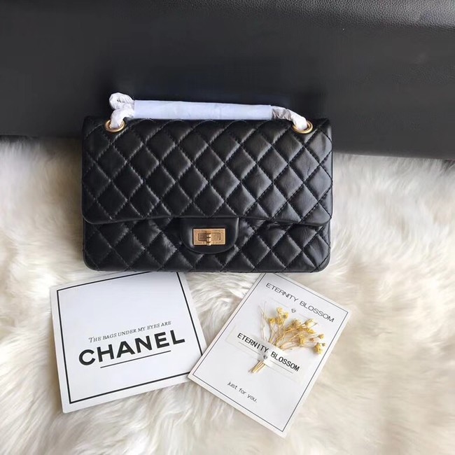 Fake Chanel Flap Original Cowhide Leather 30225 black gold chain HY7481uQ71