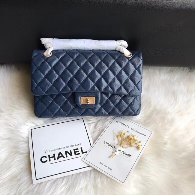 Fake Chanel Flap Original Cowhide Leather 30225 blue gold chain HY18471pE71