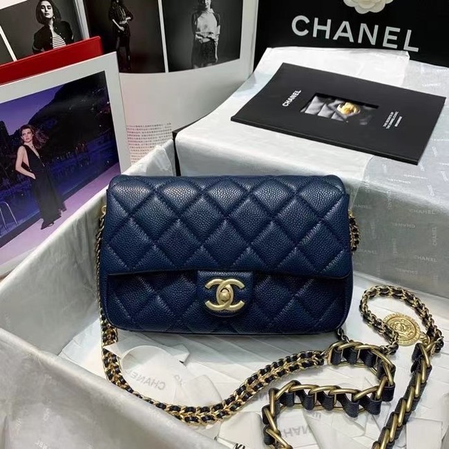 Fake Chanel Flap Shoulder Bag Original leather AS2543 dark blue HY25519Lh27