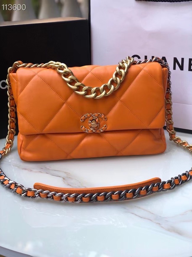 Fake CHANEL Lambskin 19 Flap Bag AS1161 orange HY12314GR32