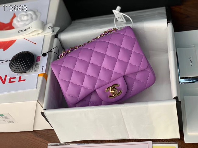 Fake Chanel MINI Flap Bag Original Sheepskin Leather 1115 purple HY14051uQ71