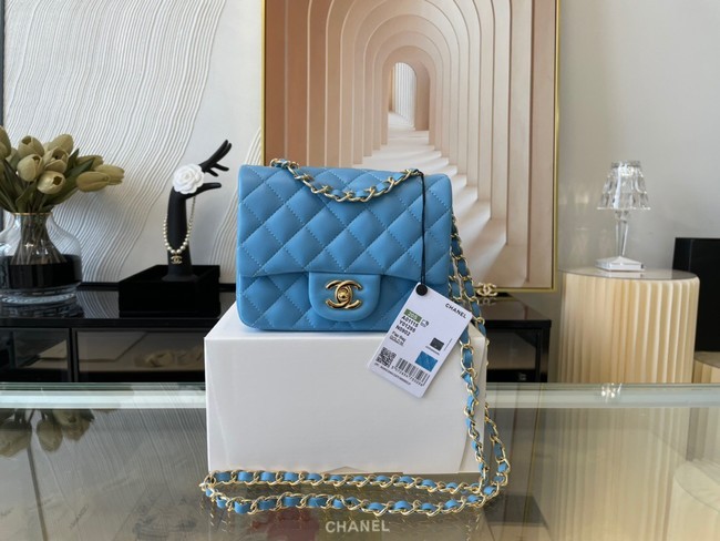 Fake Chanel MINI Flap Bag Original Sheepskin Leather 1115 sky blue HY3069Sq37