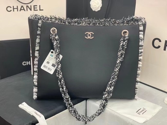 Fake Chanel Original Leather Shopping Bag AS8485 black HY14055tu77