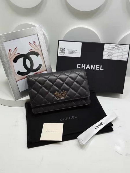 Fake Chanel Original Sheepskin Leather Bi-Fold Wallet A32257 Black HY23650kw88