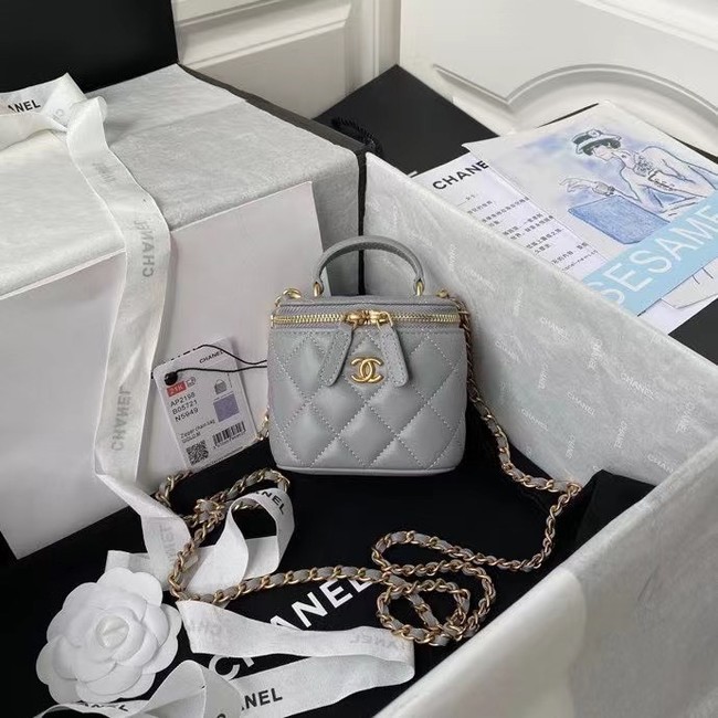 Fake Chanel Original Small classic chain box handbag AP2198 grey HY20256uQ71