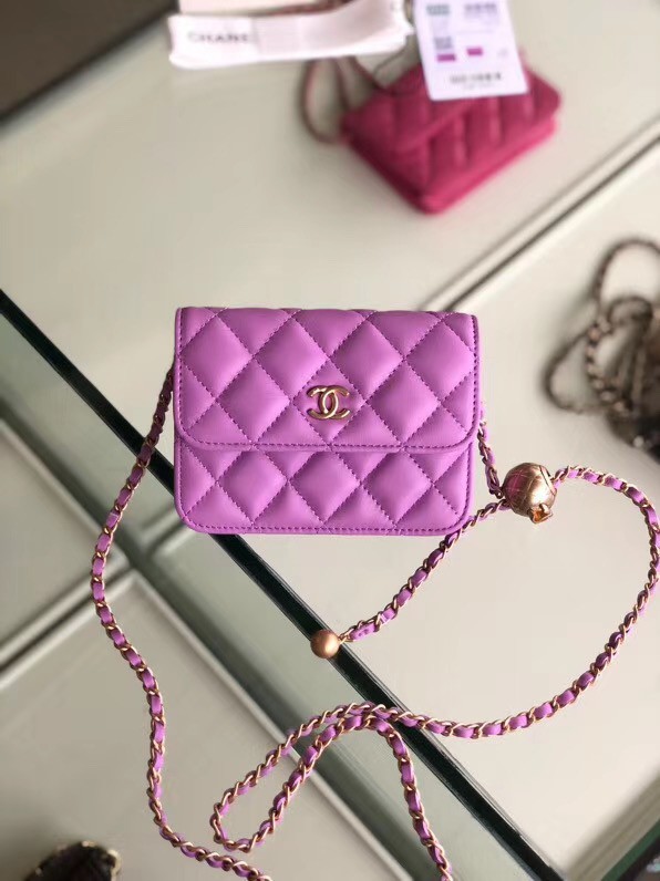 Fake Chanel Sheepskin Original Leather Pocket P0146 Lavender HY19161uQ71