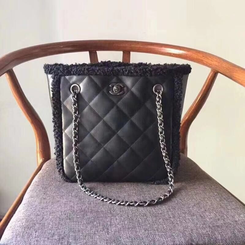 Fake Chanel Small Shopping Bag A57738 Black HY23329Lh27