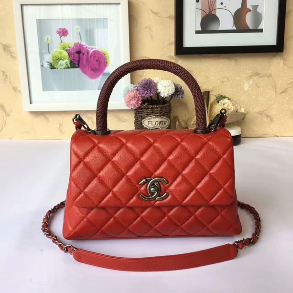 Fake Chanel Tote Bag Red Original Calfskin Leather 92990 Silver HY16943bz90