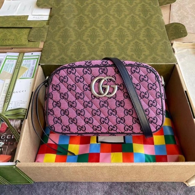 Fake Gucci GG Marmont Multicolor small shoulder bag 447632 pink HY13989eZ32