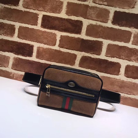 Fake Gucci GG original Nubuck leather waist pack 517076 brown HY19247lF58