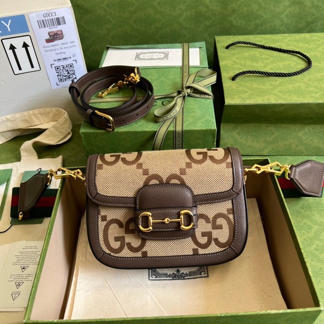 Fake Gucci Horsebit 1955 jumbo GG mini bag 658574 brown HY13681EQ38