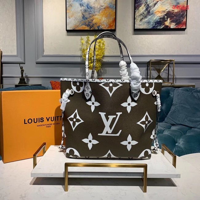 Fake Louis Vuitton Monogram Canvas Original Leather NEVERFULL MM M44567 Khaki HY24275tu77