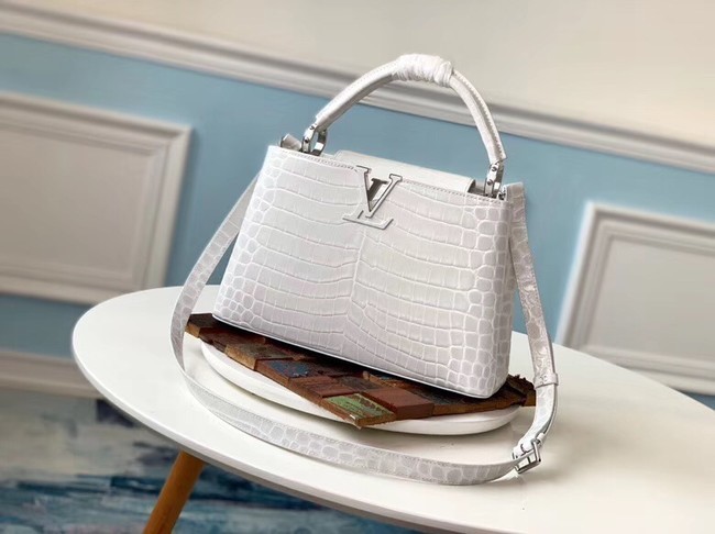 Fake Louis vuitton original crocodile CAPUCINES PM M53665 cream HY13851QF99