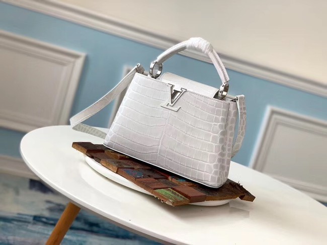 Fake Louis vuitton original crocodile CAPUCINES PM M94587 cream HY3404eZ32
