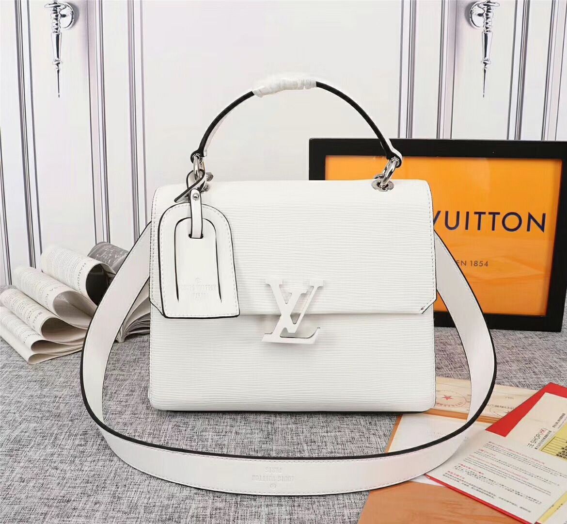 Fake Louis Vuitton Original Epi Leather Grenelle Small Tote Bag M53694 White HY24677Qv16