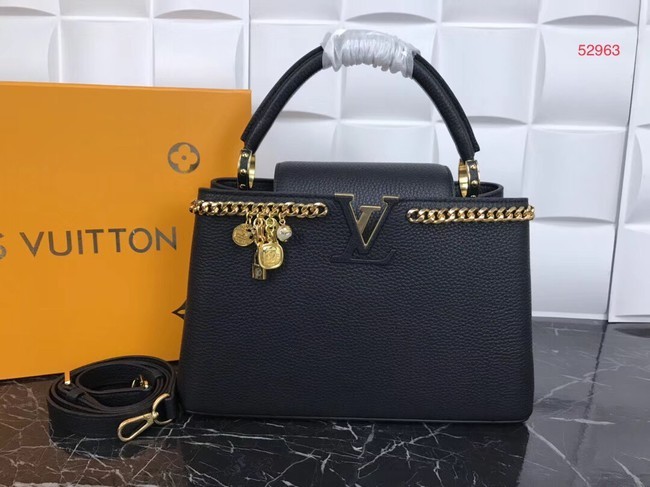 Fake Louis Vuitton Original Leather CAPUCINES PM M52963 Black HY11464Sq37