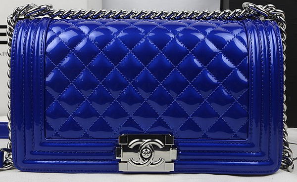 Fashion Boy Chanel Flap Bag Original Pearly Patent Leather A67025 Blue HY23315Of26