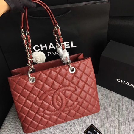 Fashion Chanel LE Boy Grand Shopping Tote Bag GST Wine Cannage Pattern A50995 Silver HY26235Of26