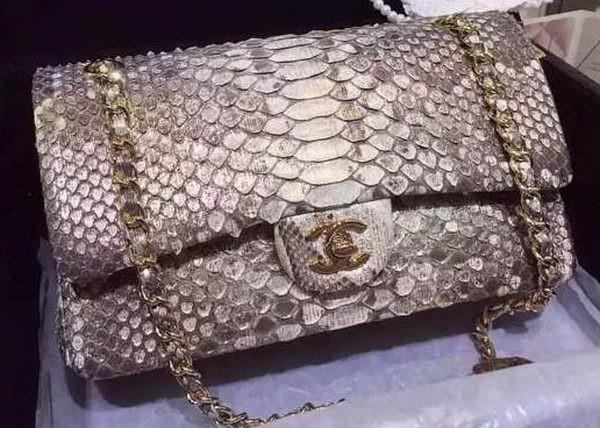 First-class Quality Chanel 2.55 Series Flap Bags Gray Original Python Leather A1112SA Gold HY23989fm32