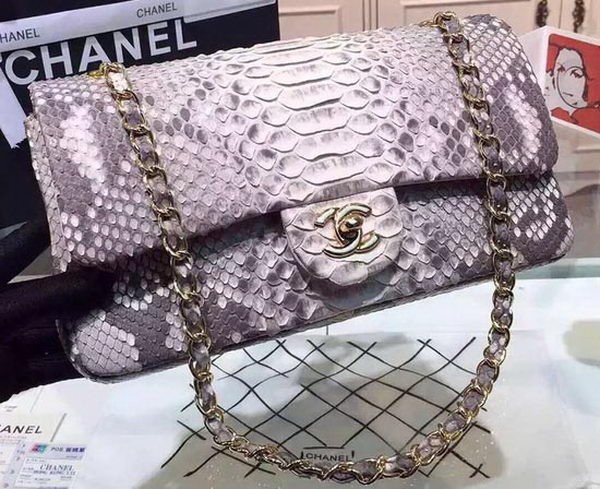 First-class Quality Chanel 2.55 Series Flap Bags Grey Original Python Leather A1112SA Gold HY1394xO55
