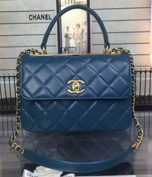 First-class Quality Chanel Classic Top Flap Bag Original Sheepskin Leather A92236 Blue HY758Sf41