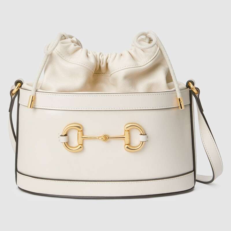 First-class Quality Gucci 1955 Horsebit bucket bag 602118 white HY8058Sf41