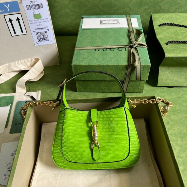 First-class Quality Gucci Jackie 1961 lizard mini bag 675799 Fluorescent green HY11822VJ28