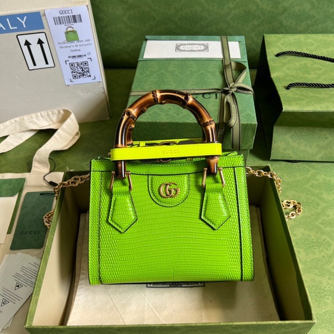Gucci Diana lizard mini bag 675800 Fluorescent green HY12838fo19