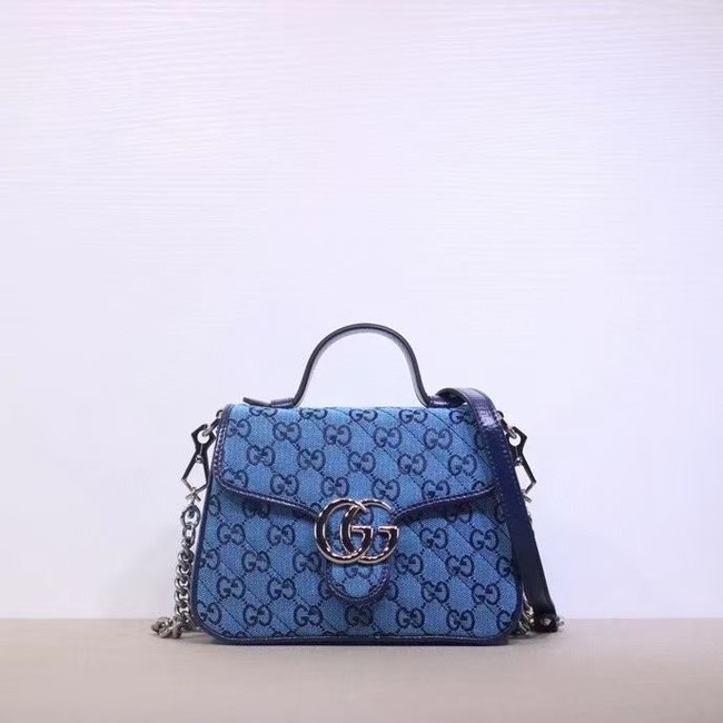 Gucci GG Marmont Multicolor mini top handle bag 583571 blue HY6983hi67