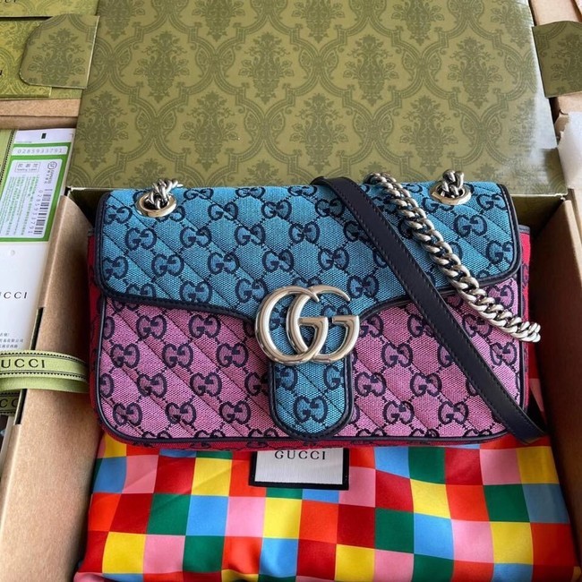 Gucci GG Marmont multicolor small shoulder bag 443497 Pink&blue&green&red HY20882wn15