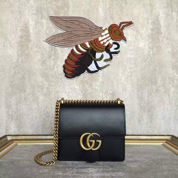 Gucci GG Original Marmont Leather Shoulder Bag 431384A Black HY19009nQ90