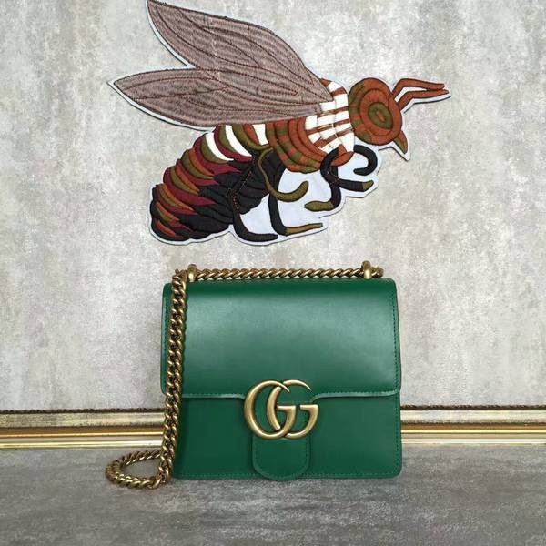 Gucci GG Original Marmont Leather Shoulder Bag 431384A Green HY13257bT70