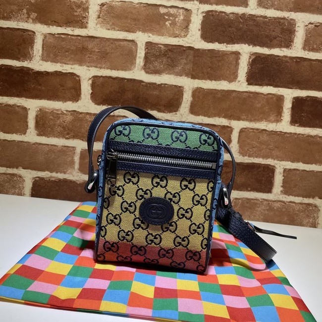 Gucci Horsebit 1955 mini bag 658659 red&yellow&green& powder HY8053SS41