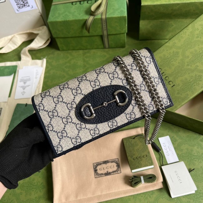 Gucci Horsebit 1955 wallet with chain 621892 blue HY244KX22