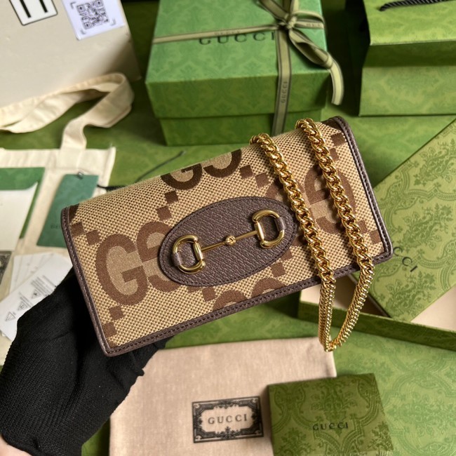 Gucci Horsebit 1955 wallet with chain 621892 brown HY1784Oj66