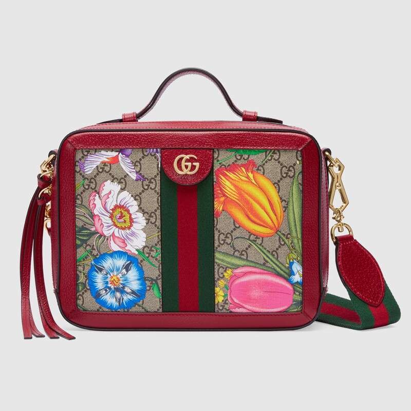 Gucci Ophidia GG Flora small shoulder bag 550622 red HY9691Qu69