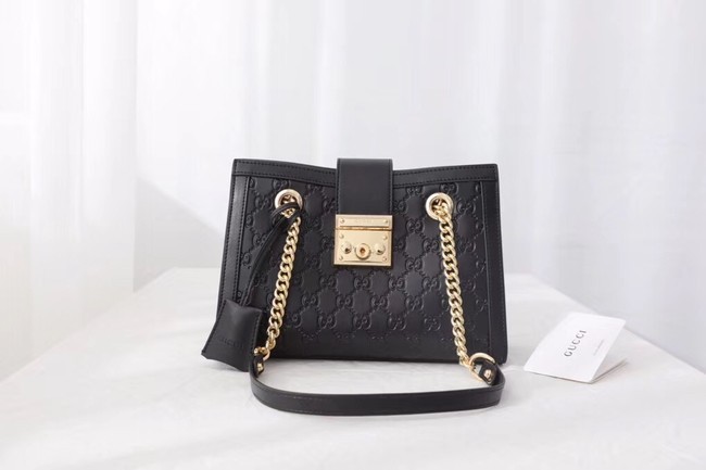 Gucci original leather Padlock shoulder bag 498156 black HY23482jf20