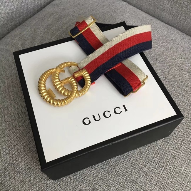 Gucci Web elastic belt with torchon Double G buckle 524101 red&white&blue HY10918Nw52