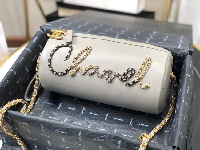 High Imitation Chanel Original Soft Leather Chain Bag & Gold-Tone Metal AS1531 grey HY21847bg96