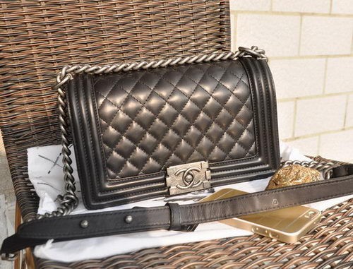 High Quality Boy Chanel Original Lambskin Leather Flap Shoulder Bag A67086 Black HY7957BH97
