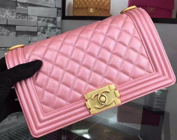High Quality Chanel Boy Flap Shoulder Bag Pink Original Calfskin Leather A8708 Gold HY1146pR54