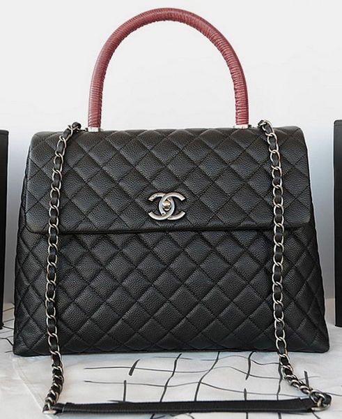 High Quality Chanel Classic Top Handle Bag Original Cannage Pattern A92993 Black HY17571pR54
